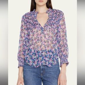 NWT- Veronica Beard Floral long sleeve silk blouse